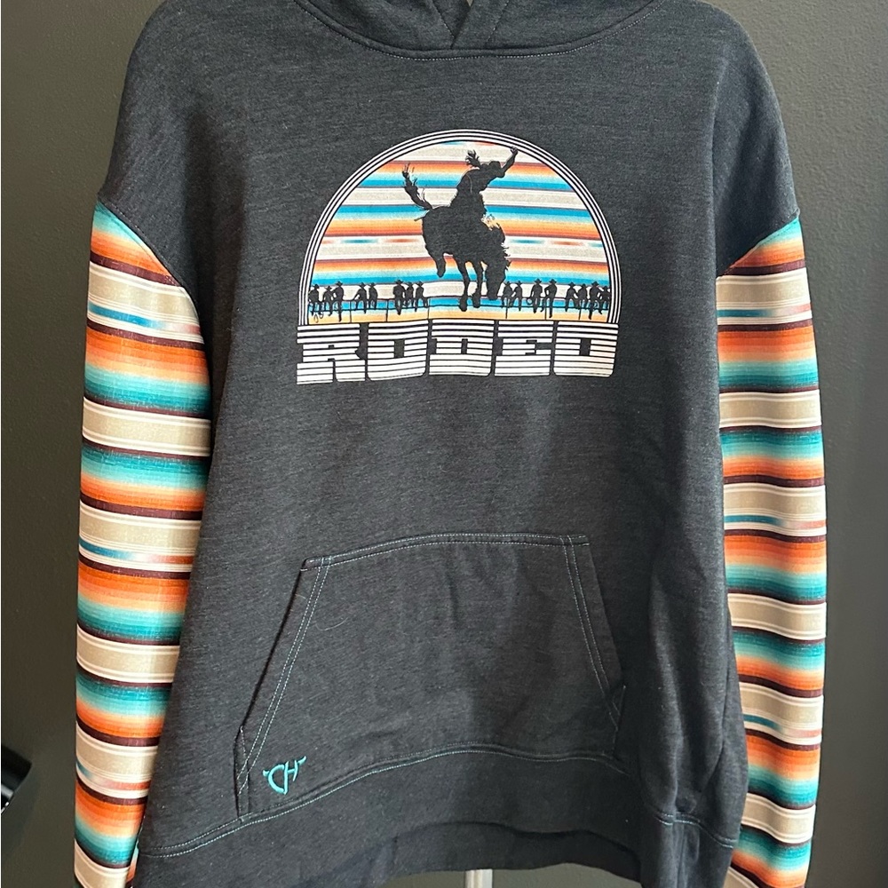 Rodeo Graphic Women's Hoodie - Charcoal and Multicolor